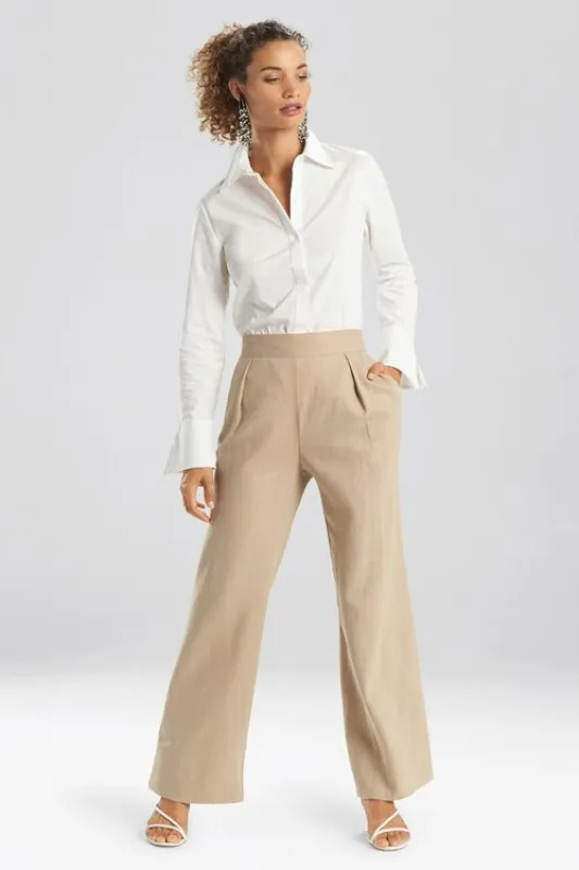 Solid Linen Wide Leg Pants sold by Natori