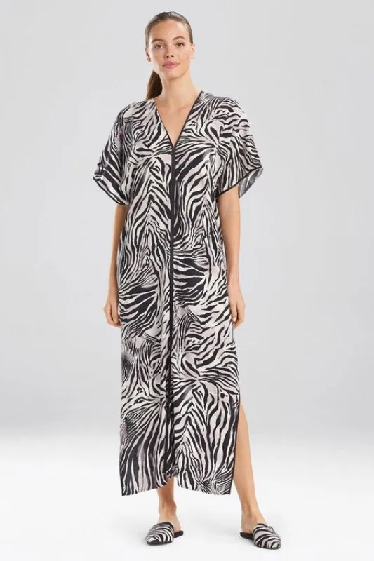 Zebra - Viscose Voile Caftan - Black sold by Natori