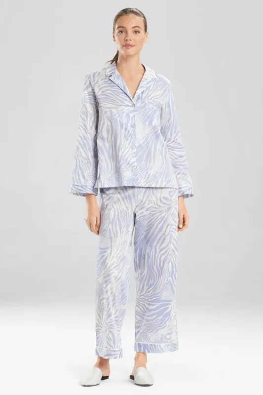 Zebra - Cotton Sateen Notch PJ - chambray made by Natori