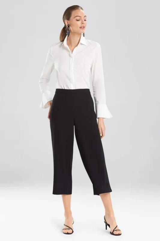 Solid Crepe Wide Leg Crop Pants sold by Natori