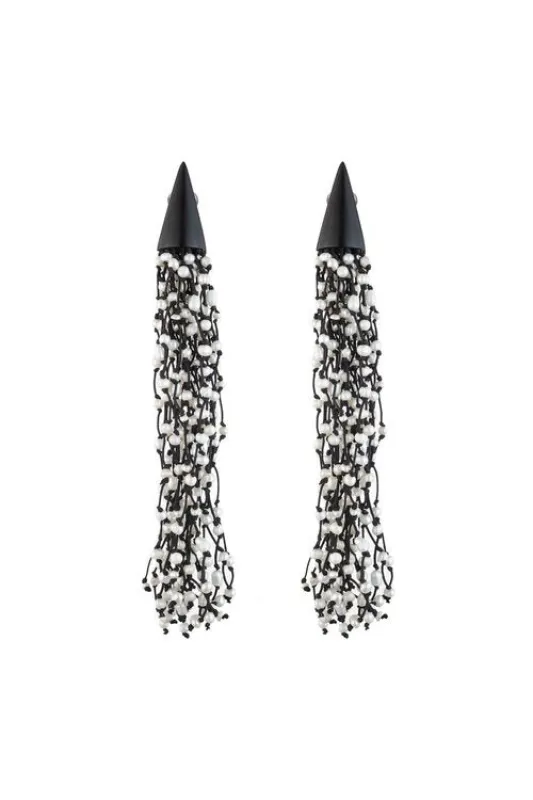 Fresh Water Pearl Long Tassel Clip Earrings sold by Natori