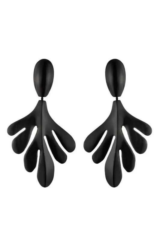 Buffalo Abstract Leaf Drop Clip Earrings made by Natori