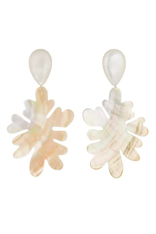 Mother Of Pearl Coral Drop Clip Earrings sold by Natori