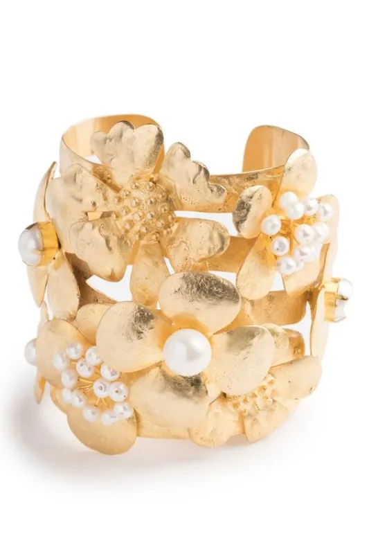 Gold Brass Peony Bracelet sold by Natori