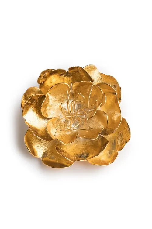 Gold Brass Small Peony Brooch sold by Natori