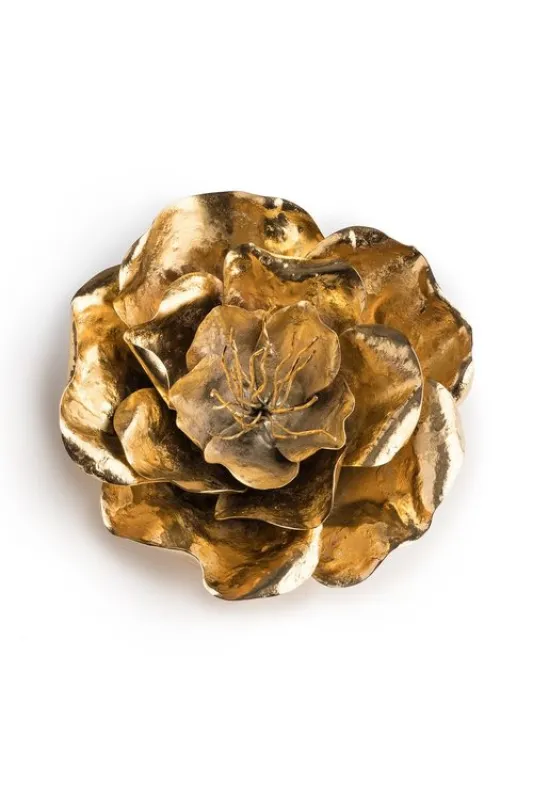 Gold Brass Large Peony Brooch sold by Natori