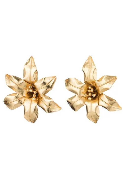 Brass Floral Clip Earrings sold by Natori