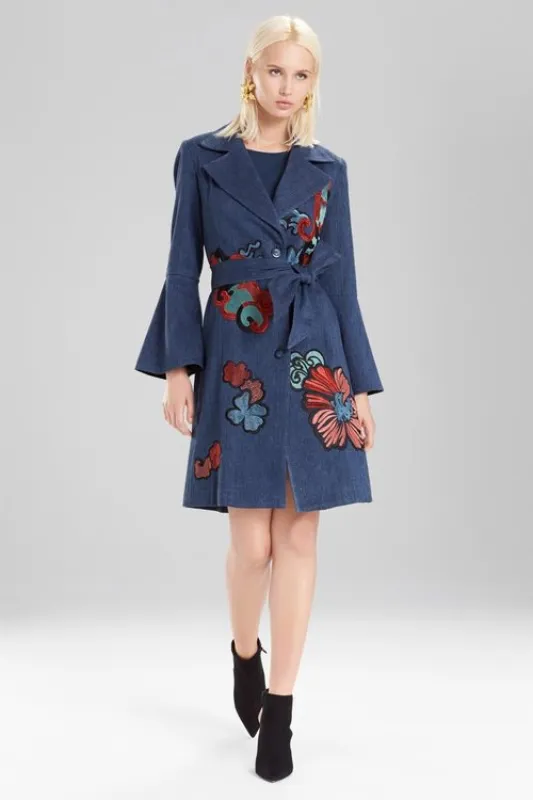 Casual Twill Trench Coat With Embroidery made by Natori