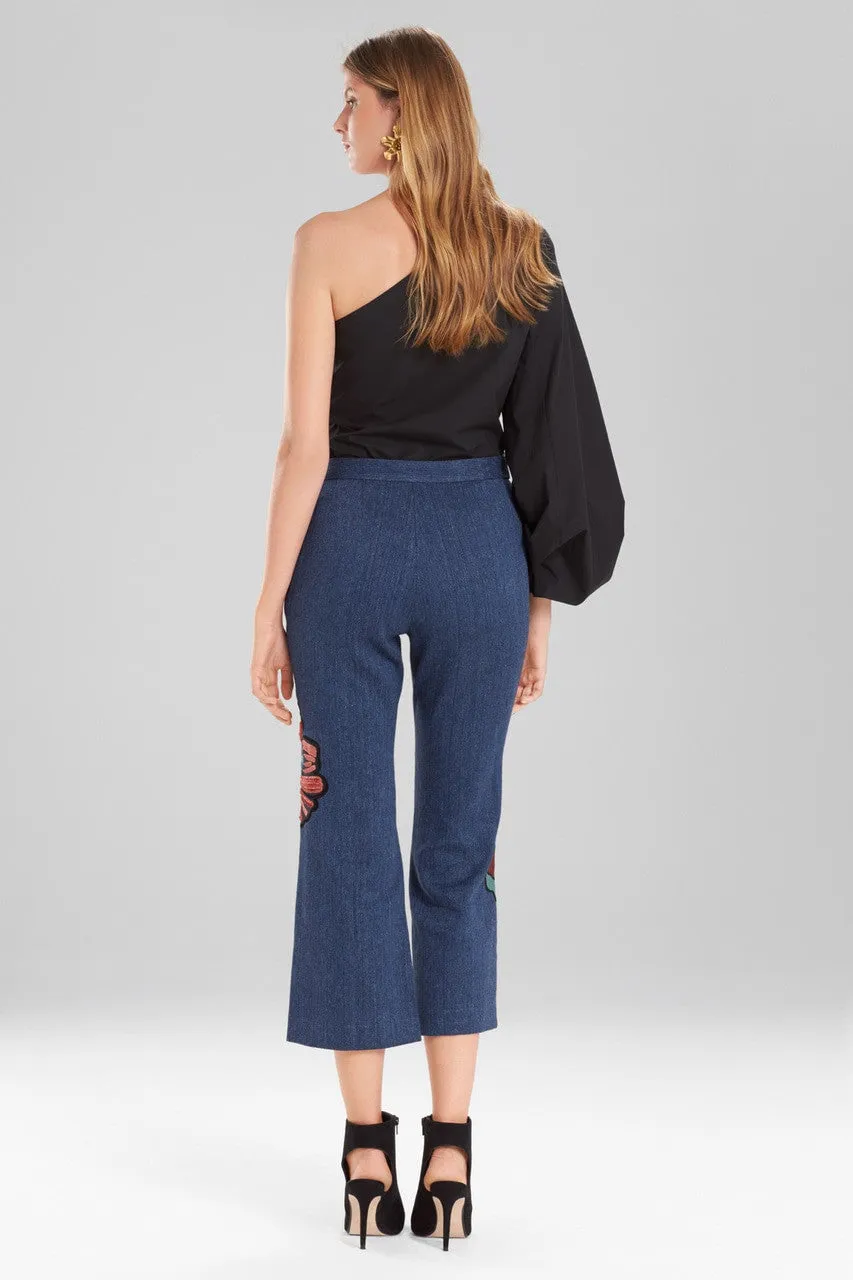 Casual Twill Flare Pants With Embroidery sold by Natori product image thumbnail 3