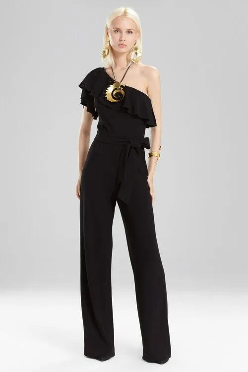 Knit Crepe One Shoulder Ruffle Jumpsuit sold by Natori