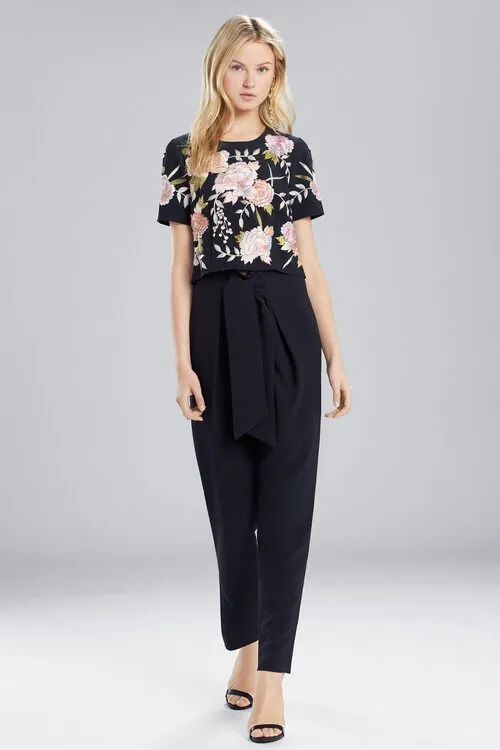 Core Crepe Embroidered Top sold by Natori