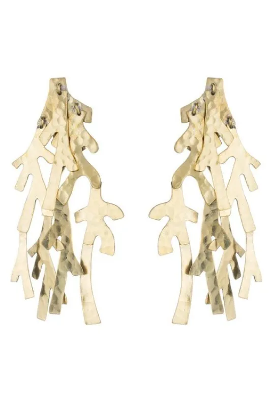 Hammered Brass Clip Earrings made by Natori