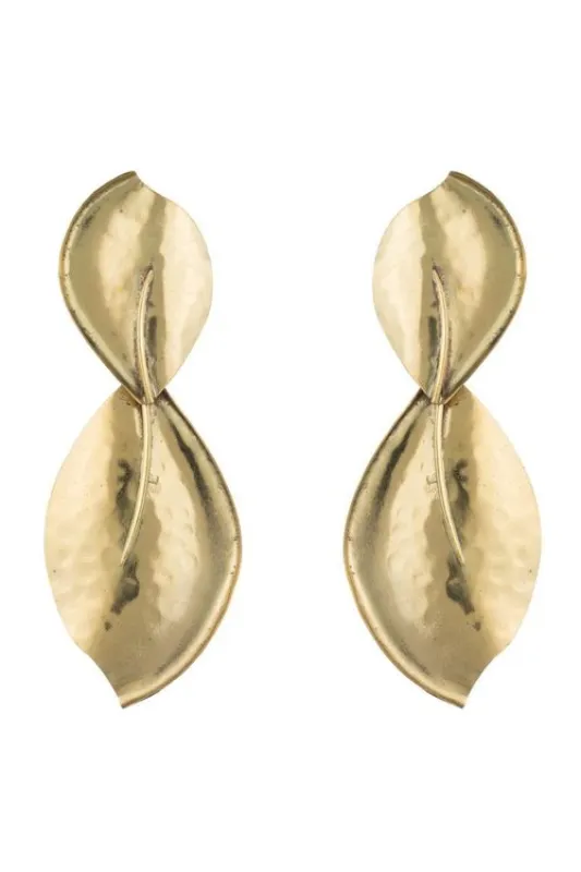 Brass Leaf Clip Earrings made by Natori