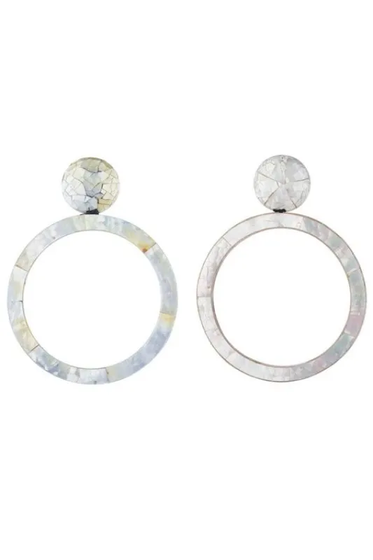 Mother of Pearl Closed Hoop Clip Earrings sold by Natori