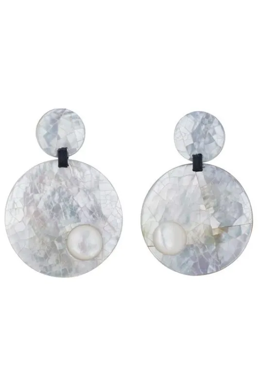 Mother of Pearl Round Clip Earrings sold by Natori