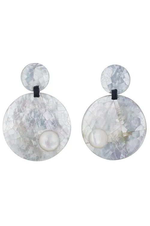 Mother of Pearl Round Clip Earrings sold by Natori