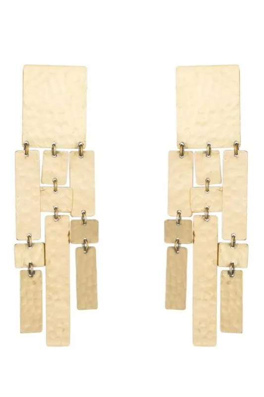 Hammered Brass Drop Fringe Clip Earrings sold by Natori