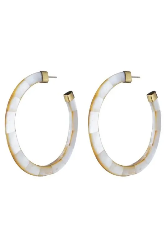 Mother of Pearl Hoop Clip Earrings sold by Natori