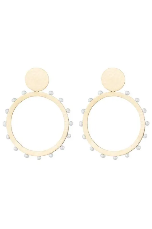 Brass & Mother of Pearl Clip Earrings sold by Natori