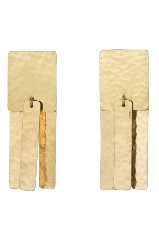 Hammered Brass Fringe Clip Earrings sold by Natori
