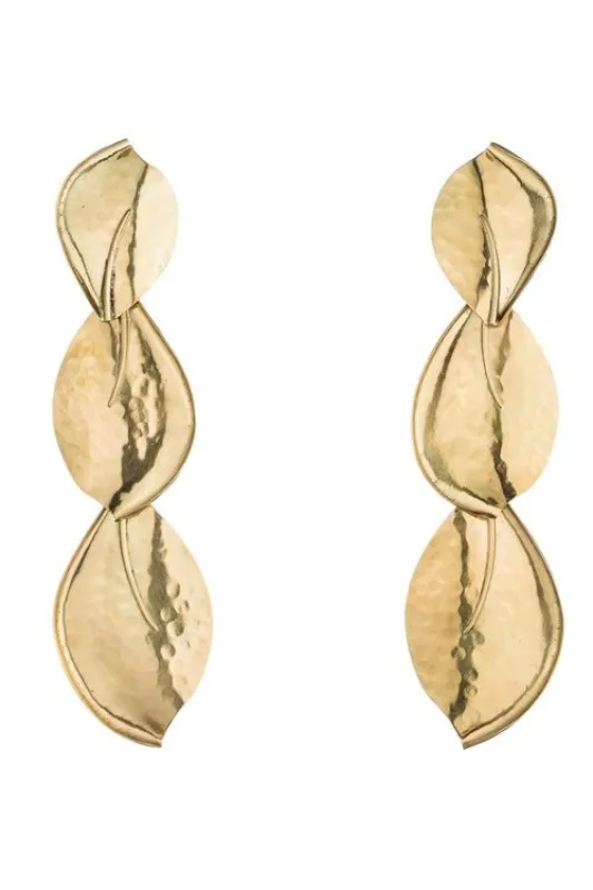 Brass Leaf Trio Clip Earrings sold by Natori