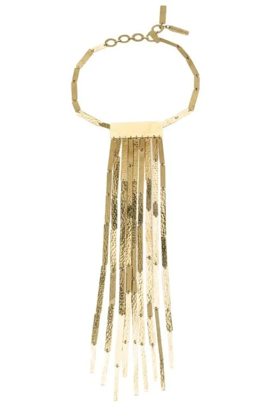 Hammered Brass Fringe Necklace made by Natori