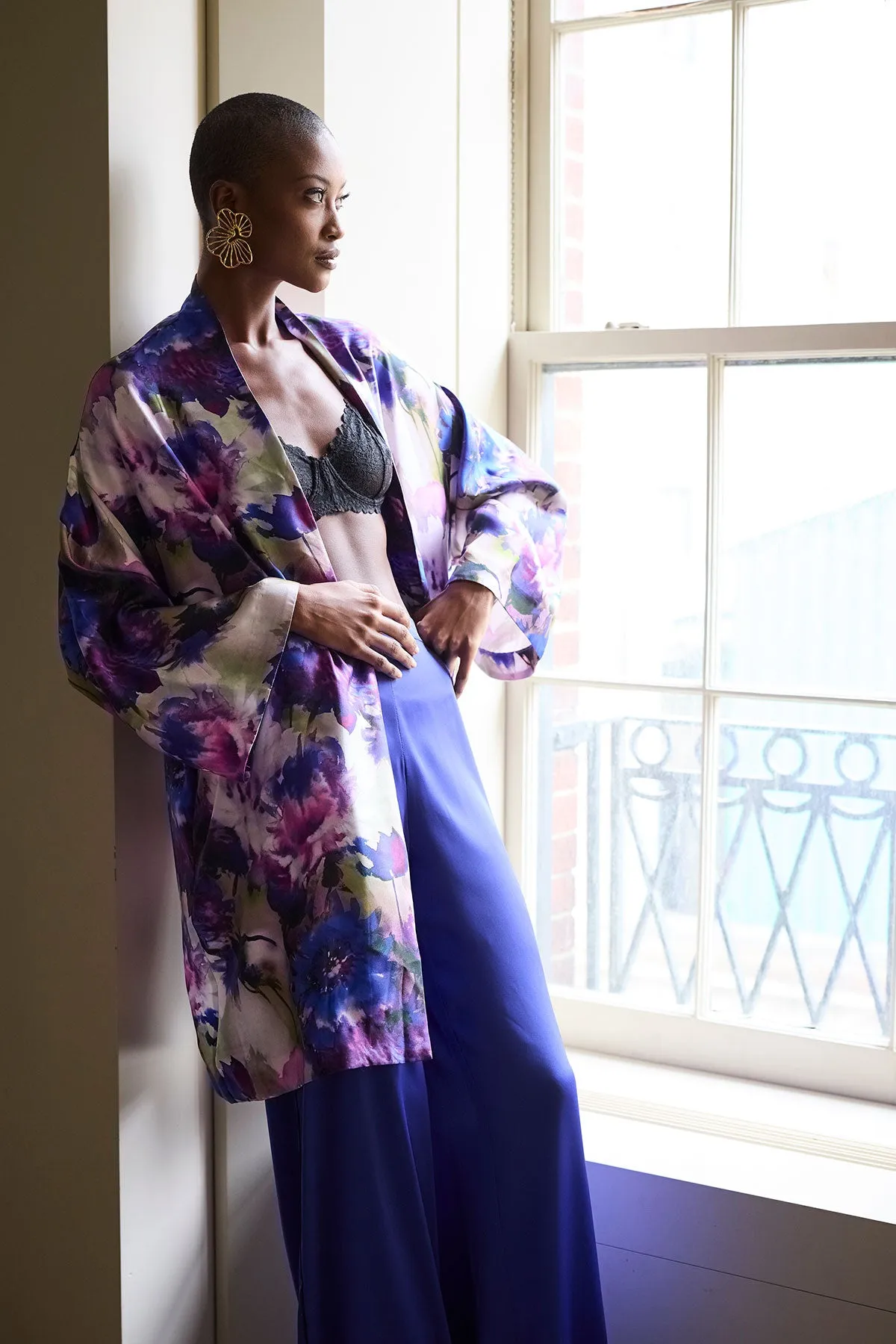 Autumn Floral Silk Twill Kimono Jacket sold by Natori product image thumbnail 2