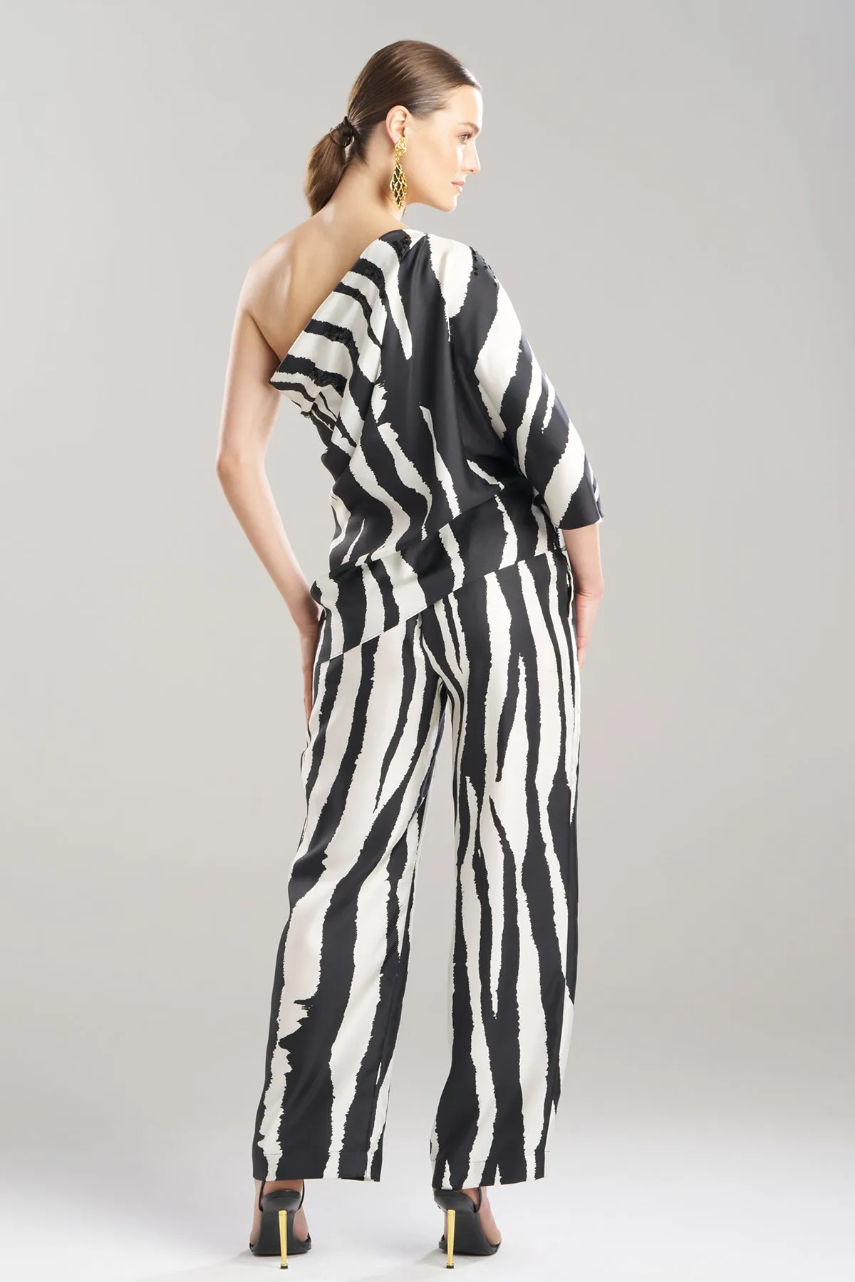 Zebra Silk Twill One Shoulder Top sold by Natori product image thumbnail 4