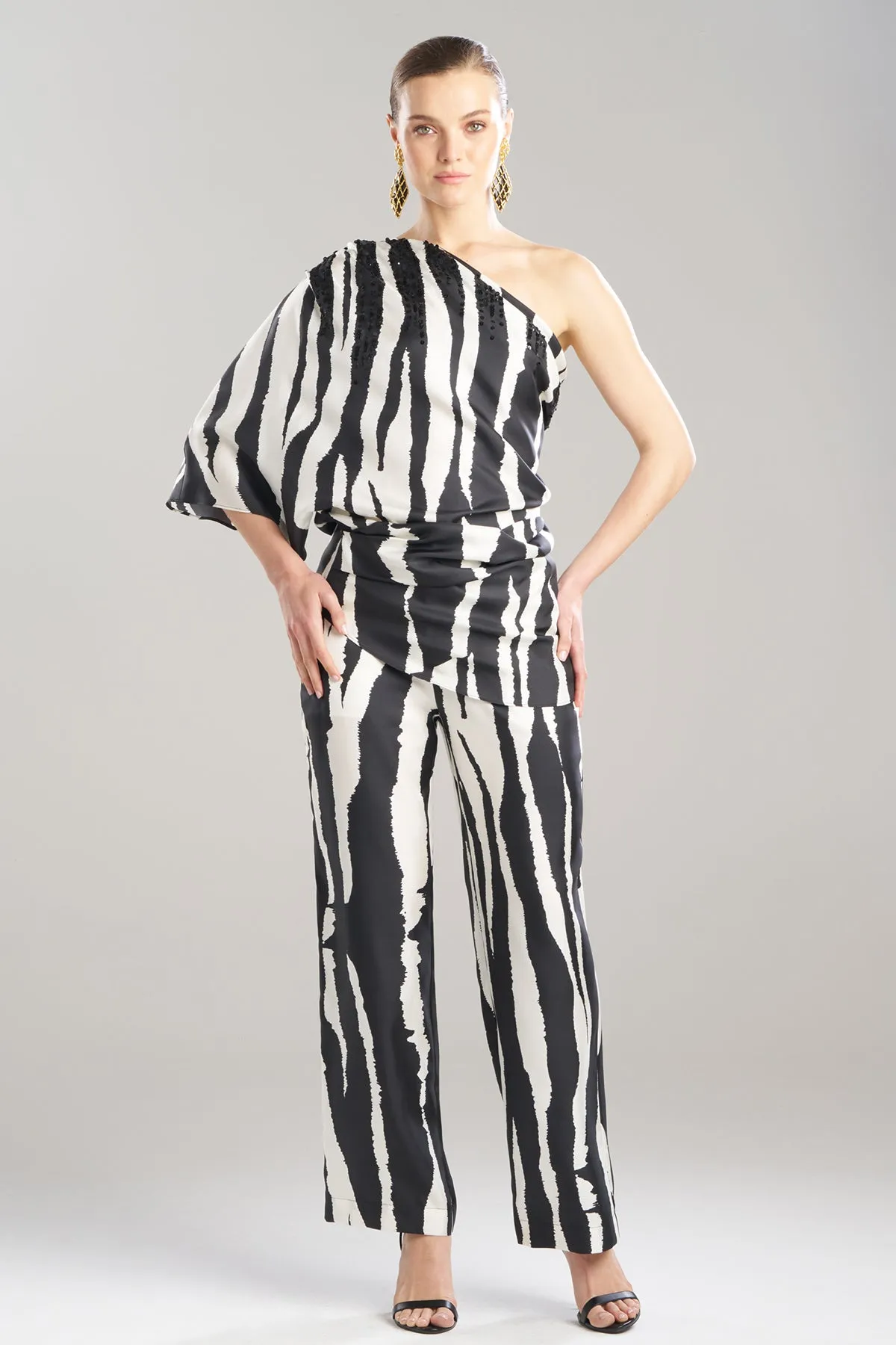 Zebra Silk Twill One Shoulder Top sold by Natori product image thumbnail 3