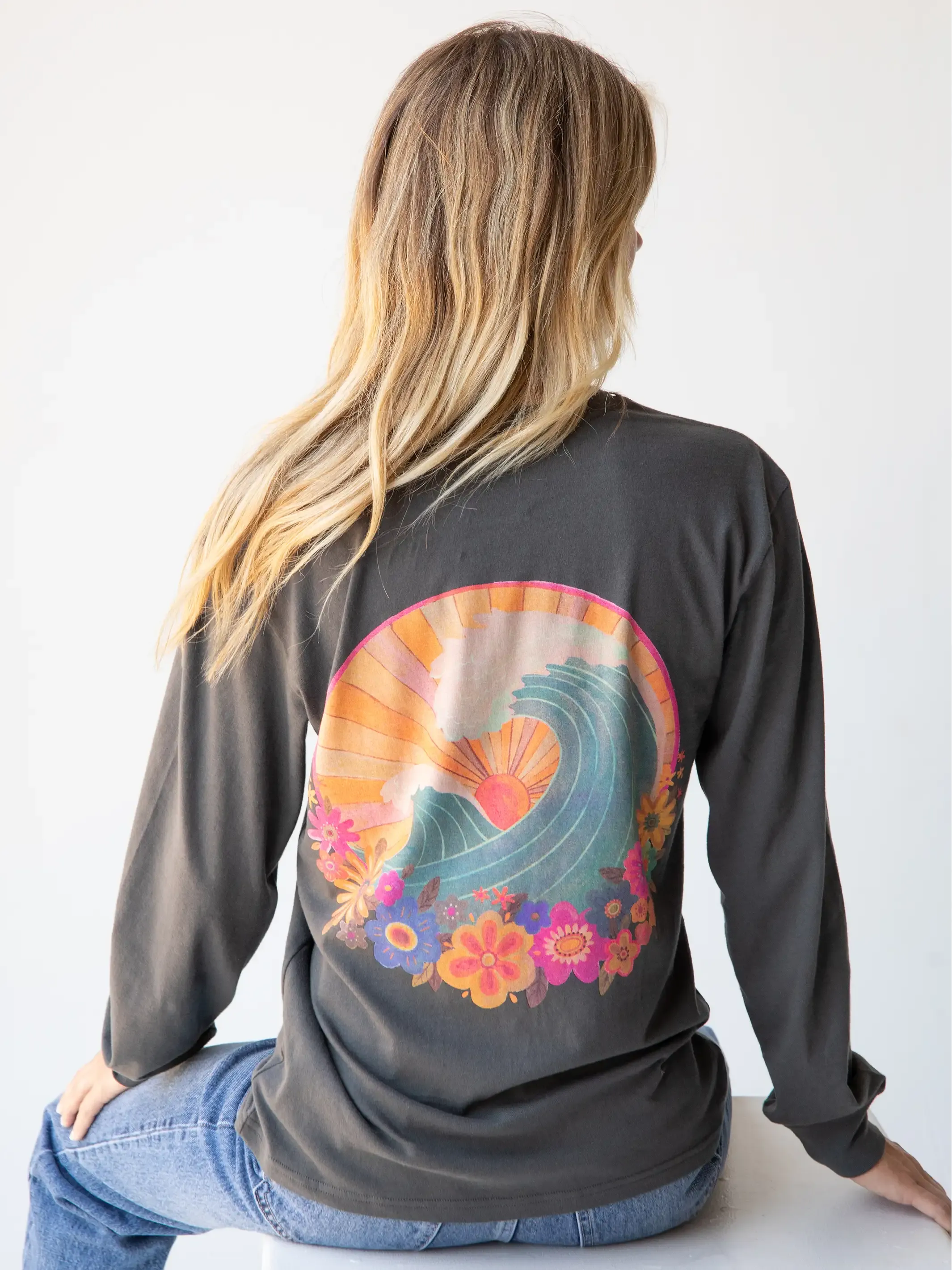 Long Sleeve Comfy Tee Shirt - Waves sold by NATURAL LIFE product image thumbnail 3