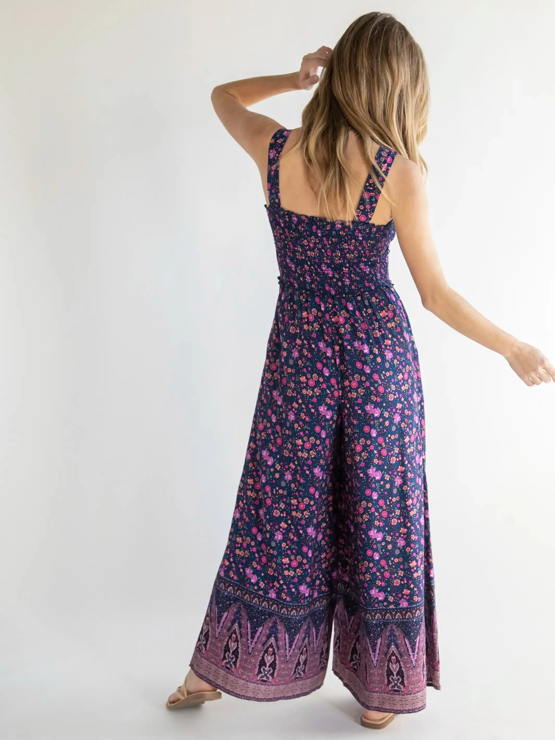 Sedona Jumpsuit - Navy Light Pink Border sold by NATURAL LIFE product image thumbnail 4