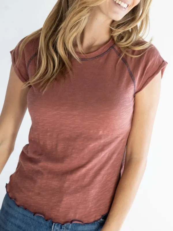 Lily Knit Cotton Tee Shirt - Rust sold by NATURAL LIFE