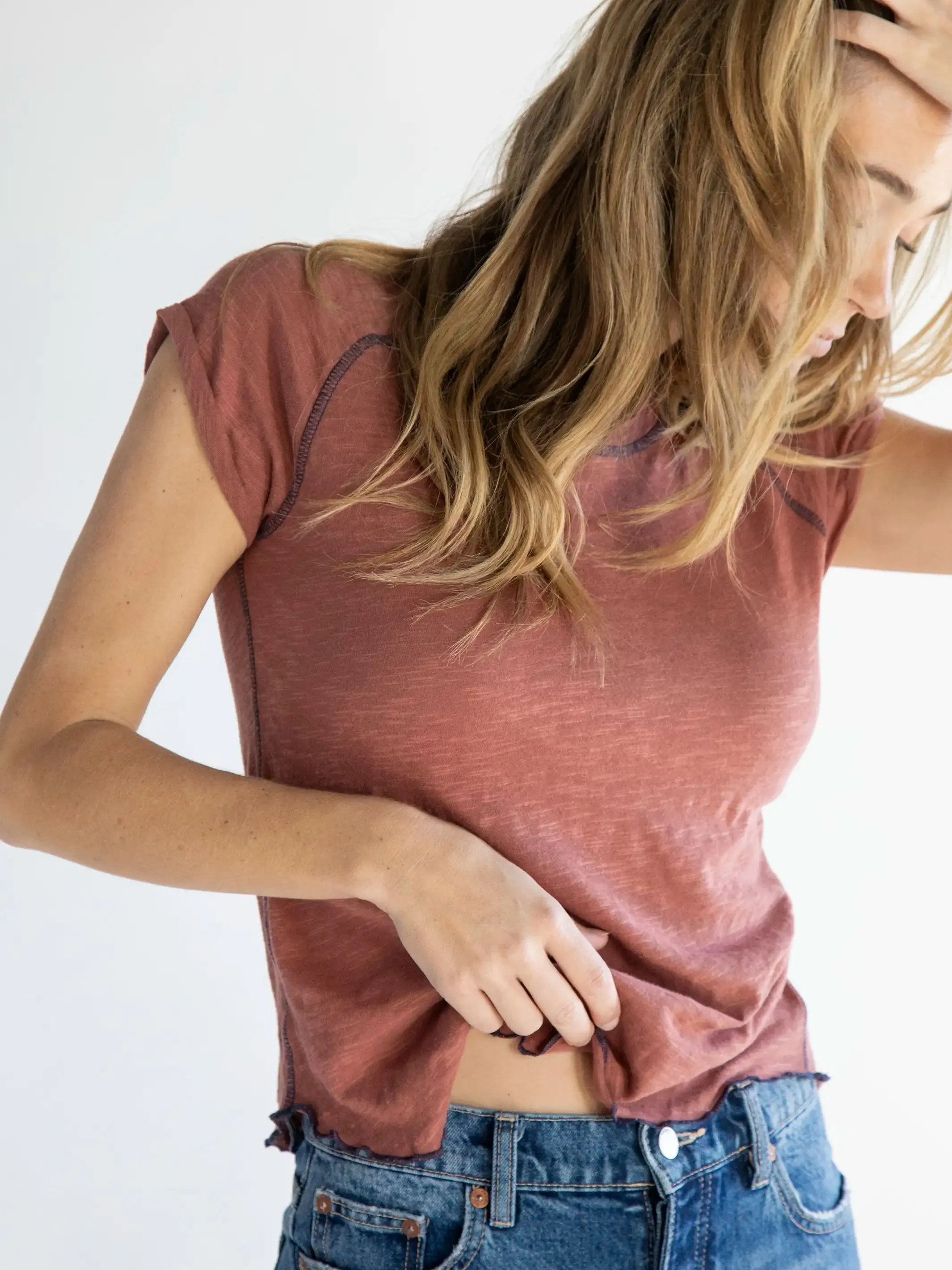Lily Knit Cotton Tee Shirt - Rust sold by NATURAL LIFE product image thumbnail 3