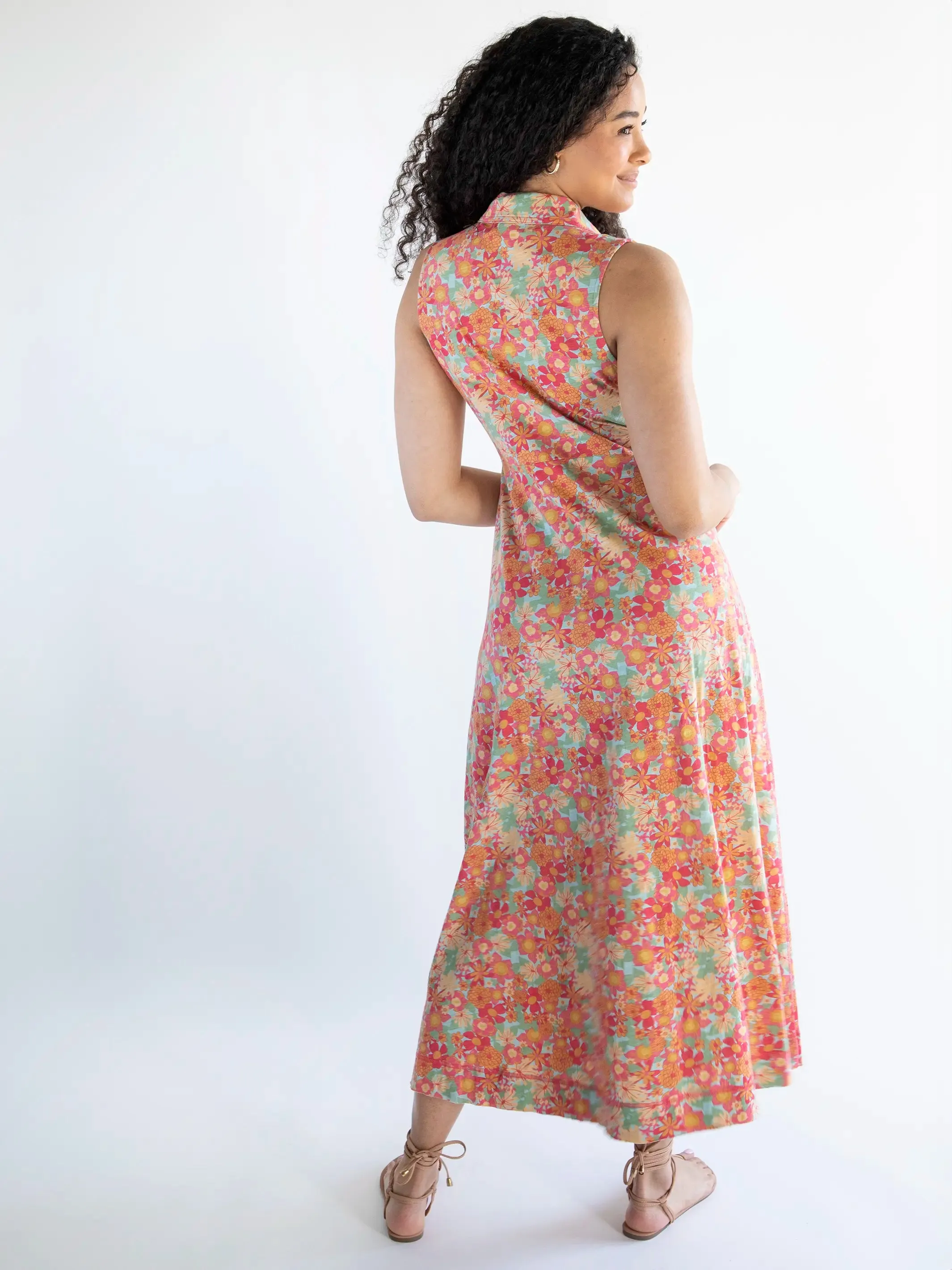 Lauren Cotton Sleeveless Maxi Dress - Pink Red Floral sold by NATURAL LIFE product image thumbnail 3