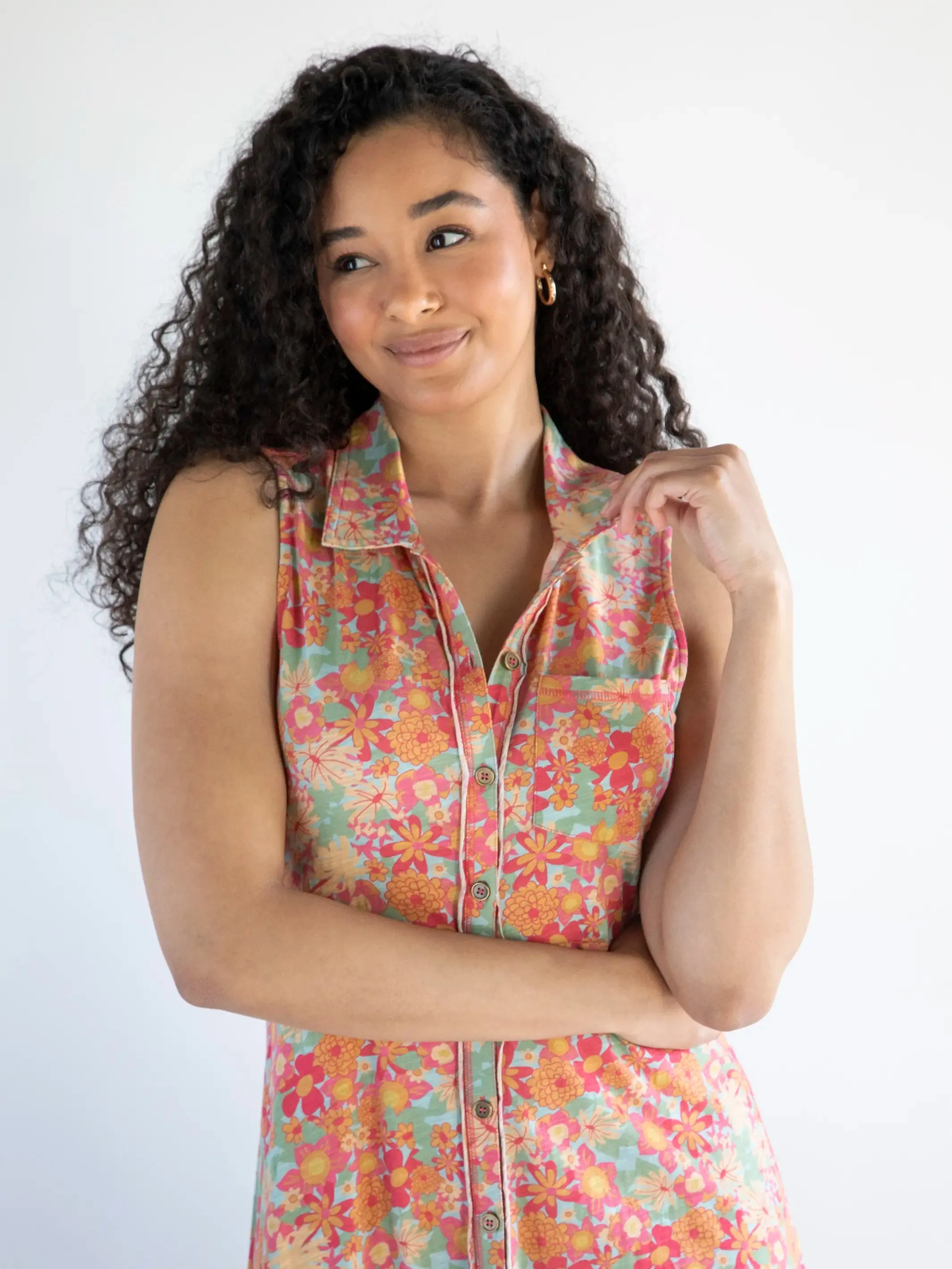 Lauren Cotton Sleeveless Maxi Dress - Pink Red Floral sold by NATURAL LIFE product image thumbnail 2