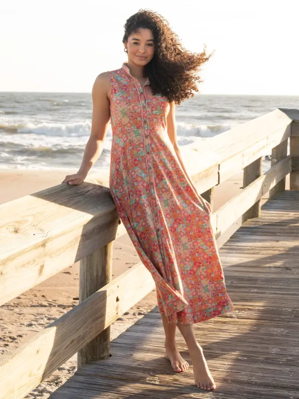 Lauren Cotton Sleeveless Maxi Dress - Pink Red Floral sold by NATURAL LIFE