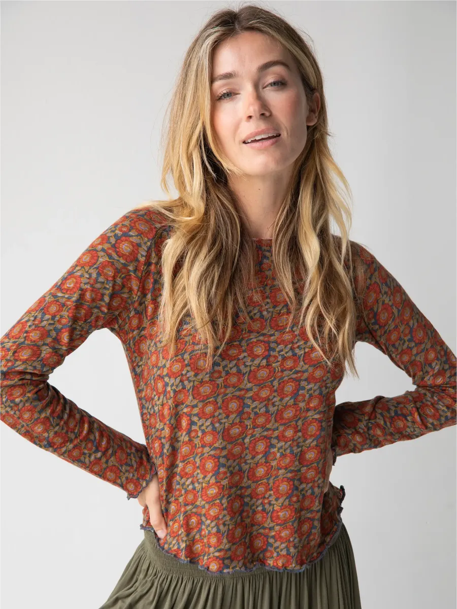 Lily Knit Long Sleeve Tee Shirt - Blue Red Vines | Parallel