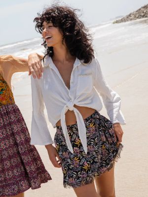 Holly Mini Wrap Skirt - Black Yellow Floral sold by NATURAL LIFE