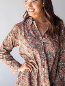 Drew Cotton Shirt Dress - Rusty Floral sold by NATURAL LIFE