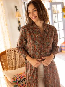 Drew Cotton Shirt Dress - Rusty Floral sold by NATURAL LIFE