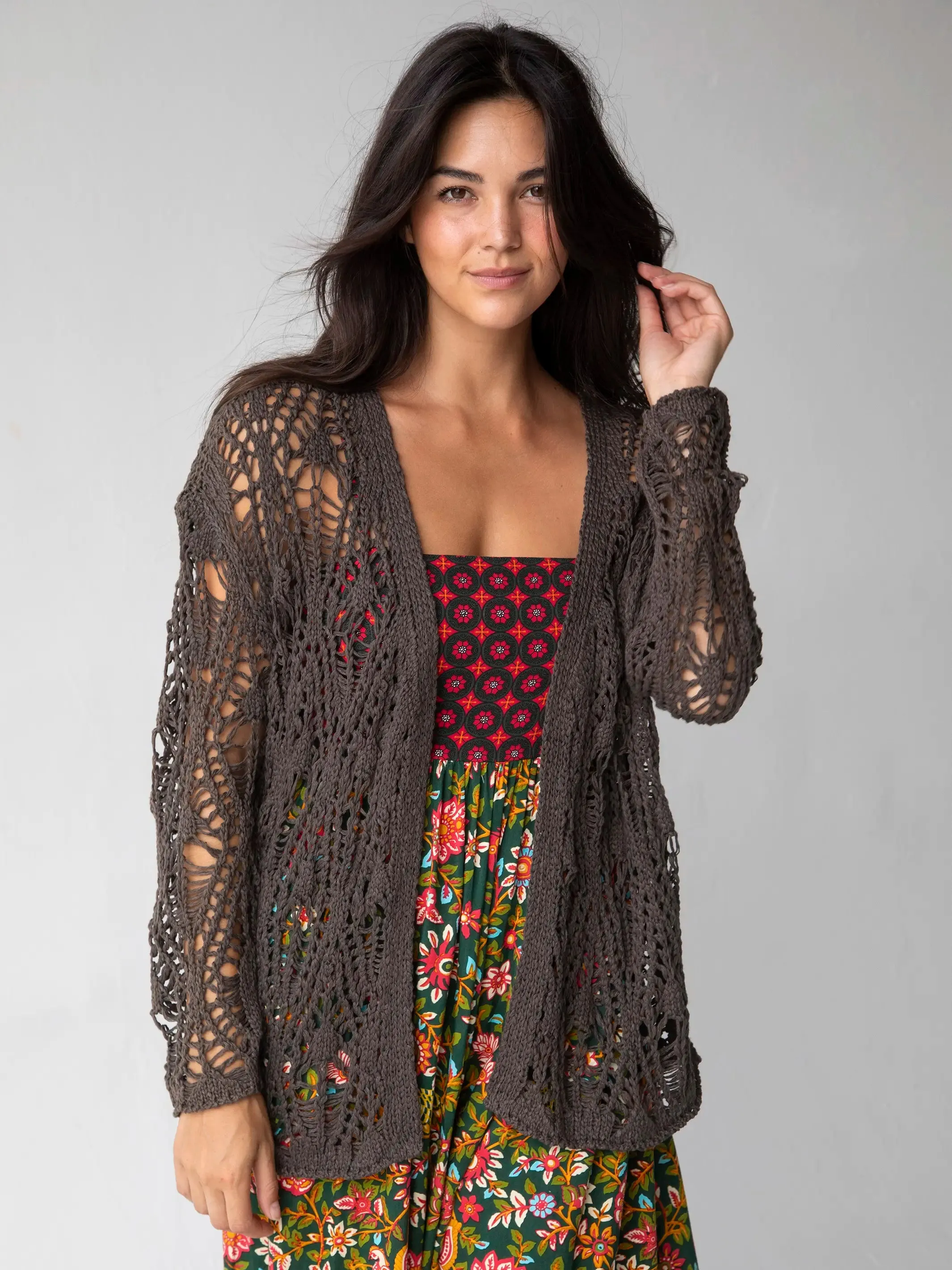 Abigail Crochet Cardigan - Charcoal sold by NATURAL LIFE product image thumbnail 4