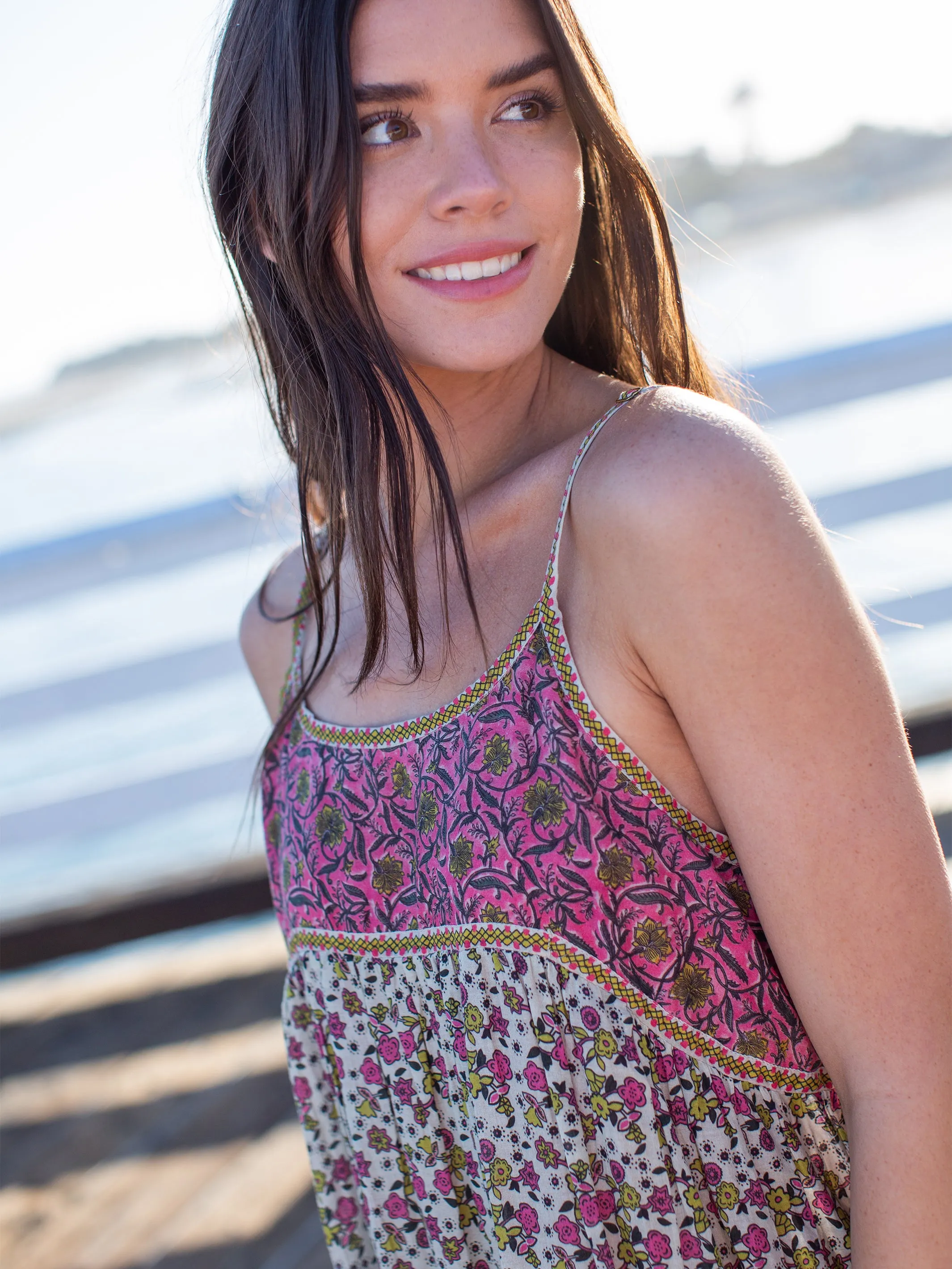 Journey Boho Maxi Dress - Pink Floral Border sold by NATURAL LIFE product image thumbnail 3