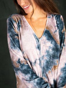 Fleece Onesie Pajamas - Navy Pink Tie-Dye sold by NATURAL LIFE