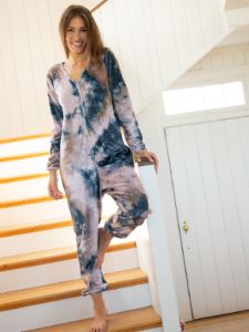 Fleece Onesie Pajamas - Navy Pink Tie-Dye sold by NATURAL LIFE
