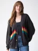 Live Happy Cotton Cardigan Sweater - Charcoal Rainbow sold by NATURAL LIFE