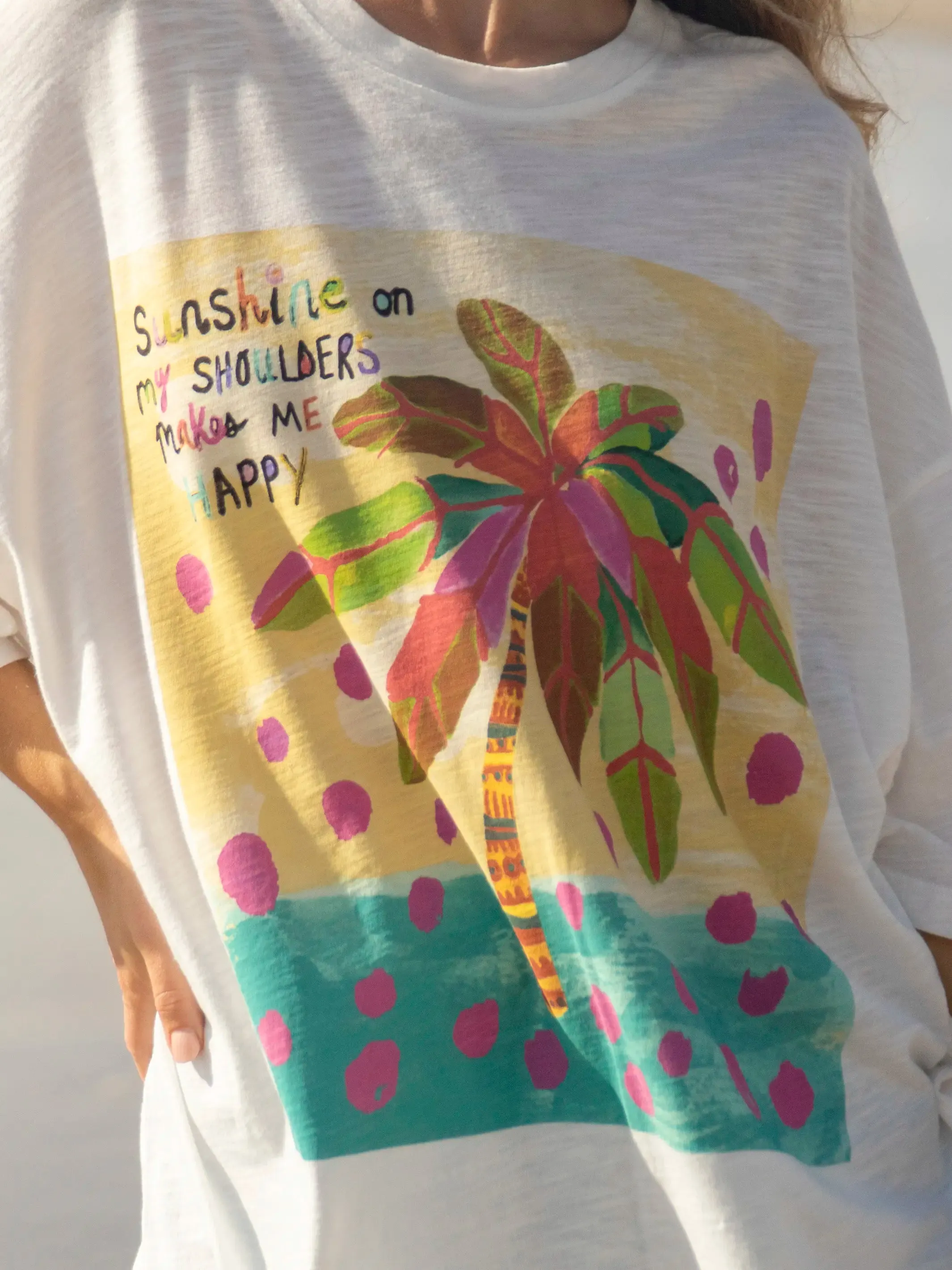 One Size Cotton Easy Tee - White Sunshine On My Shoulders sold by NATURAL LIFE product image thumbnail 2
