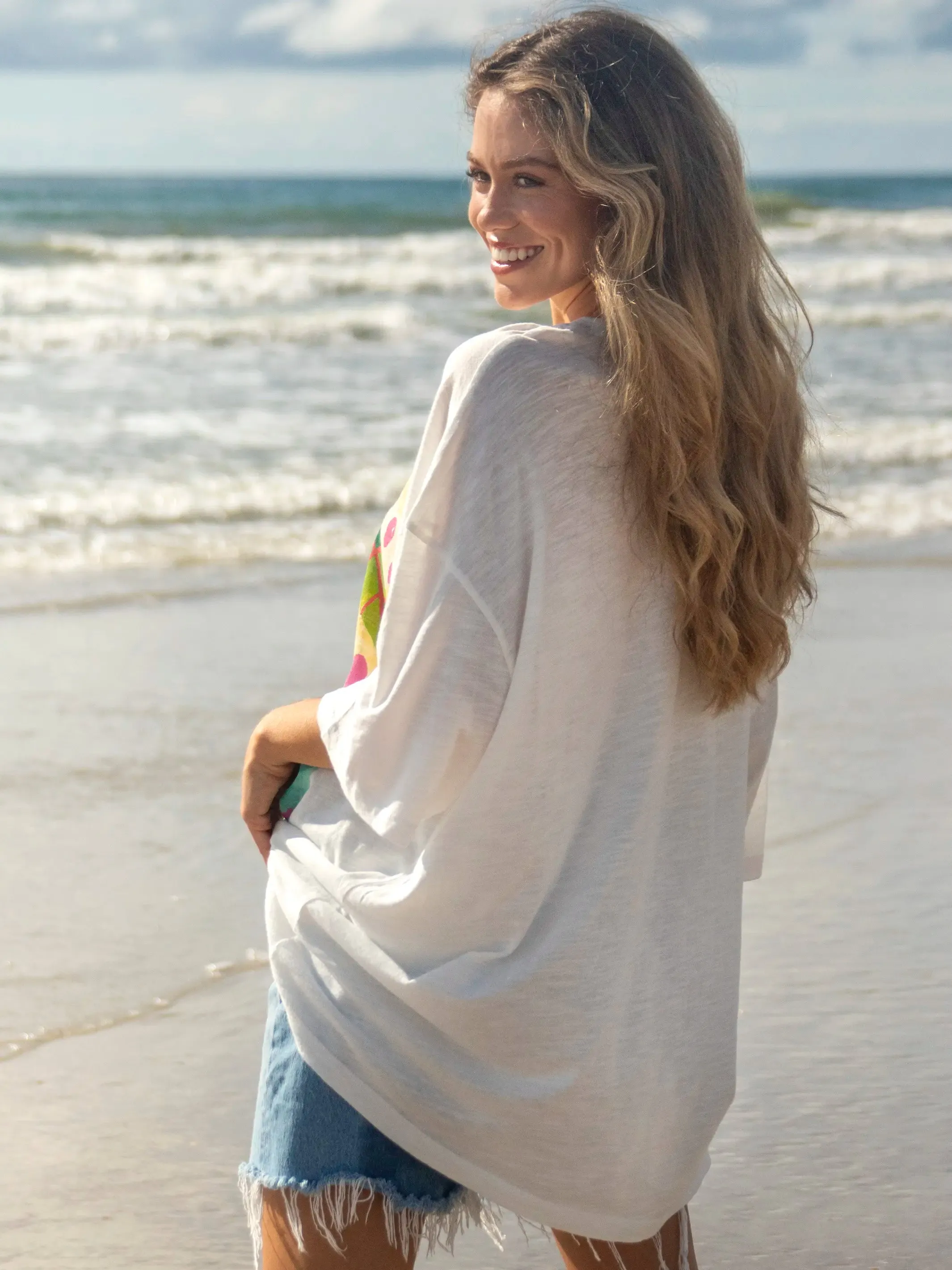 One Size Cotton Easy Tee - White Sunshine On My Shoulders sold by NATURAL LIFE product image thumbnail 3