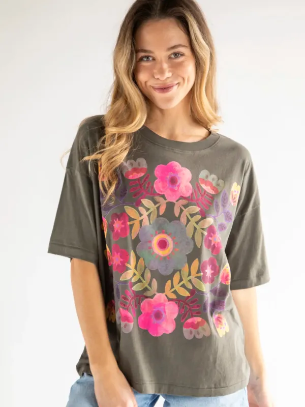 Remi Distressed Tee - Folk Flower sold by NATURAL LIFE
