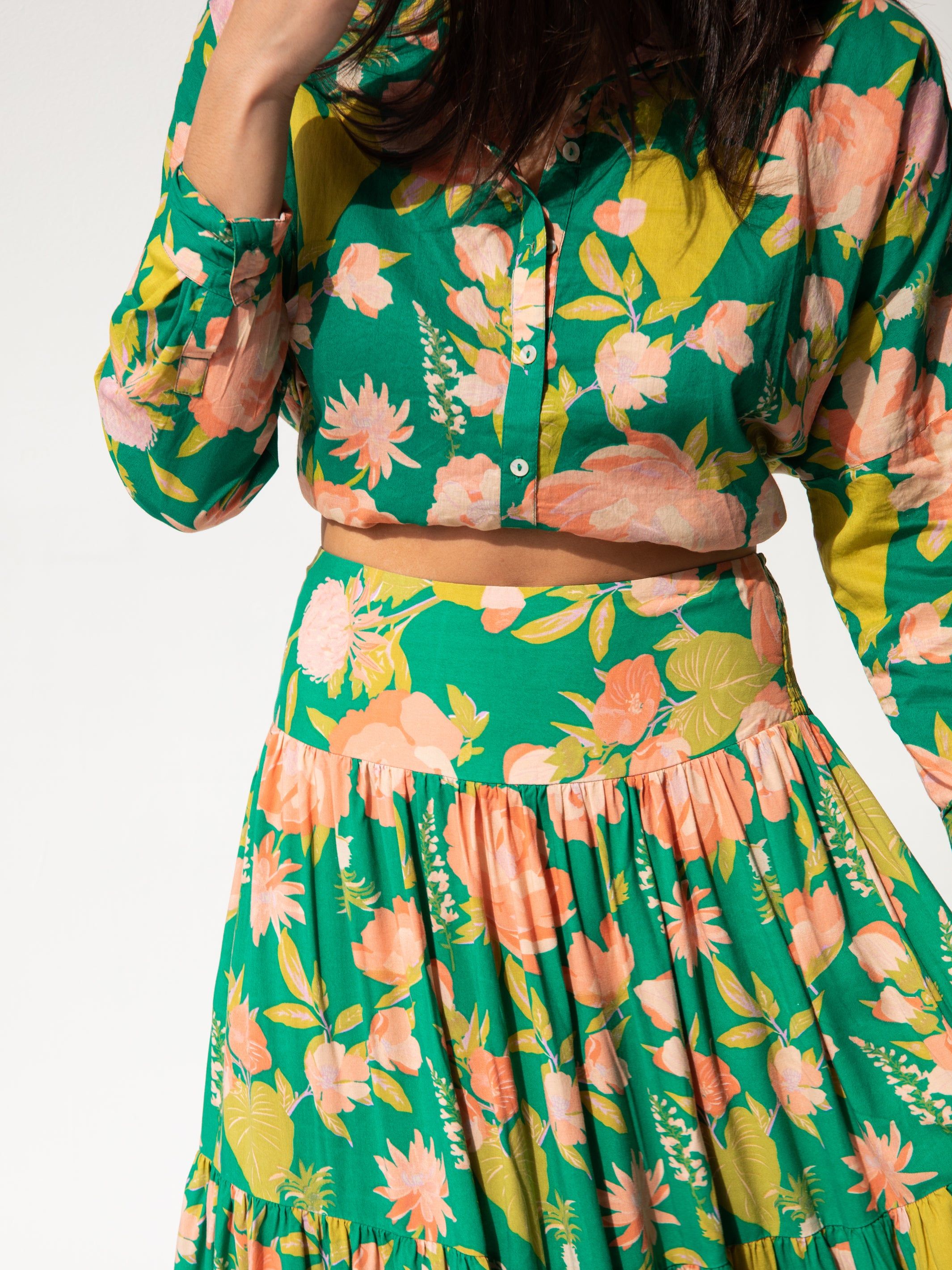 Hanna Convertible Maxi Skirt - Green Coral Floral sold by NATURAL LIFE product image thumbnail 4