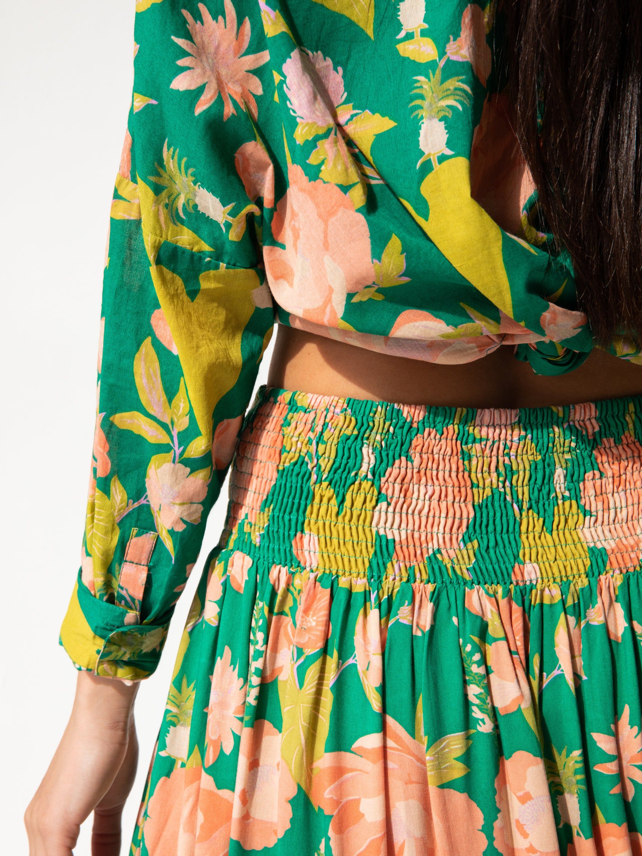 Hanna Convertible Maxi Skirt - Green Coral Floral sold by NATURAL LIFE product image thumbnail 3